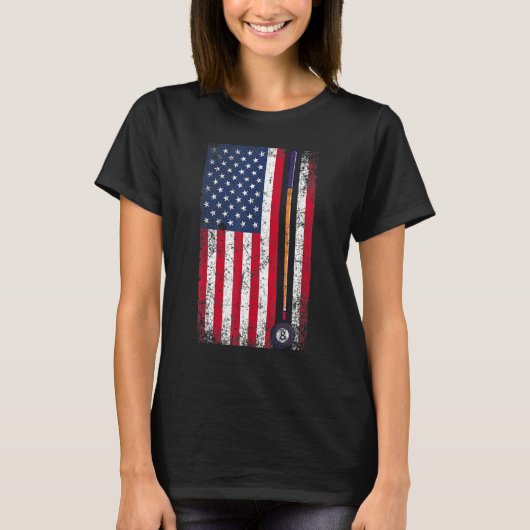 Pool Billiards American Flag Gift T-shirt (Voorkant)
