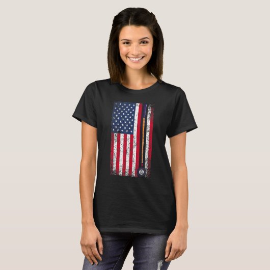 Pool Billiards American Flag Gift T-shirt (Voorkant volledig)