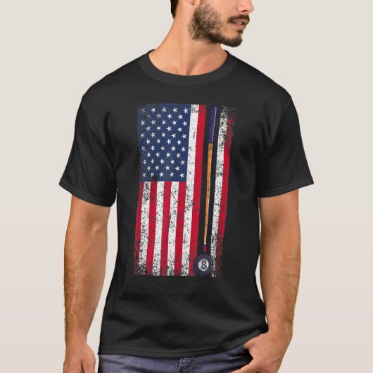 Pool Billiards American Flag Gift T-shirt (Voorkant)