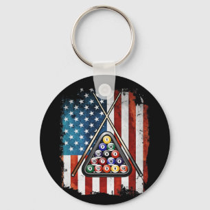 Pool Billiards American Flag Sleutelhanger