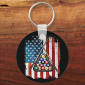 Pool Billiards American Flag Sleutelhanger (Voorkant)