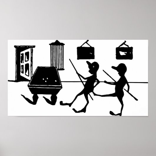 Pool Billiards Game Man Cheating Illustration Art Poster (Voorkant)