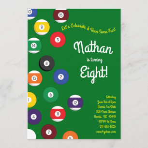 Pool Billiards kinderen Birthday Party Sports Kaart