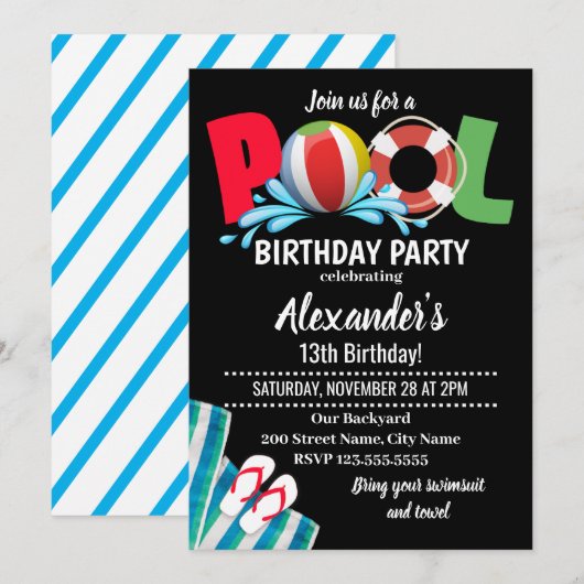 Pool Birthday Party (Voorkant / Achterkant)