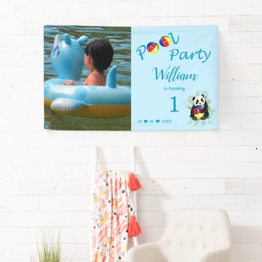 Pool Birthday Party Cute Panda Palling Ball Spandoek (Insitu)