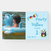 Pool Birthday Party Cute Panda Palling Ball Spandoek (Horizontaal)