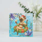 Pool Birthday Party for Cat Lovers  Bedankkaart (Staand voorkant)