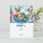 Pool Birthday Party for Cat Lovers   Kaart (Staand voorkant)