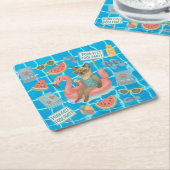 Pool Birthday Party for Cat Lovers  Kartonnen Onderzetters (Schuin)