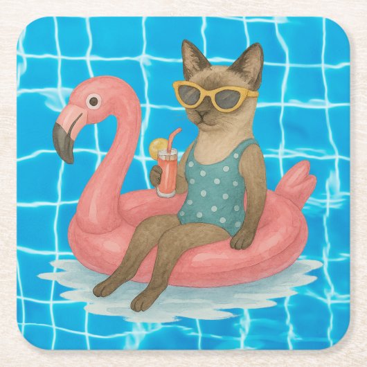 Pool Birthday Party for Cat Lovers  Kartonnen Onderzetters (Voorkant)