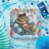 Pool Birthday Party for Cat Lovers Papieren Bordje (Feest)