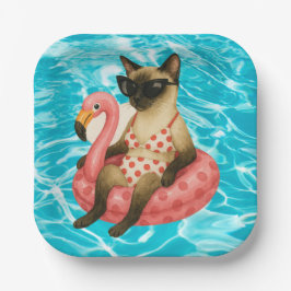 Pool Birthday Party for Cat Lovers  Papieren Bordje