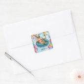 Pool Birthday Party for Cat Lovers   Vierkante Sticker (Envelop)