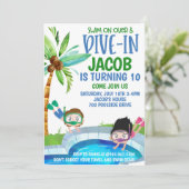 Pool Birthday Party Invitation Kaart (Staand voorkant)
