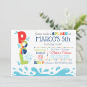 Pool Birthday Party Invitation - Pool Party Kaart (Staand voorkant)