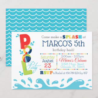 Pool Birthday Party Invitation - Pool Party Kaart
