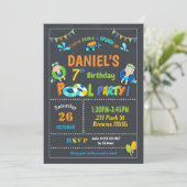 Pool Birthday Party Invitations Boys Kaart (Staand voorkant)