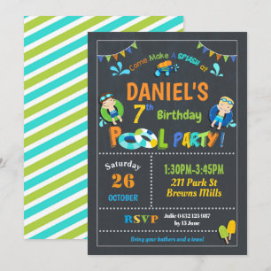 Pool Birthday Party Invitations Boys Kaart