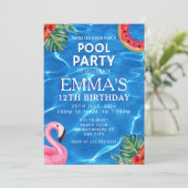 Pool Birthday Party Kaart (Staand voorkant)