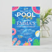 Pool Birthday Party Kaart (Staand voorkant)