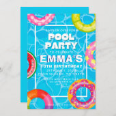 Pool Birthday Party Kaart (Voorkant / Achterkant)