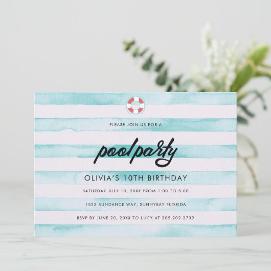 Pool Birthday Party Kaart (Staand voorkant)