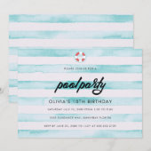 Pool Birthday Party Kaart (Voorkant / Achterkant)