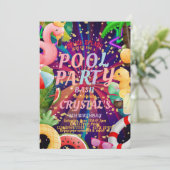 Pool Birthday Party Kinder - aangepast Kaart (Staand voorkant)