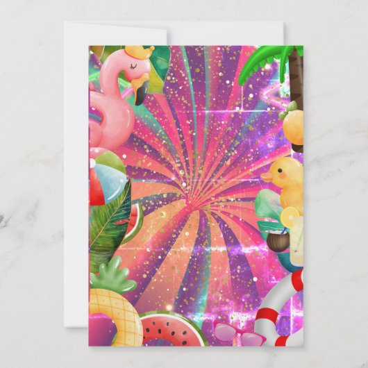 Pool Birthday Party Kinder - aangepast Kaart (Achterkant)