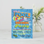 Pool Birthday Party-uitnodigingen met poolspeelgoe Kaart (Staand voorkant)