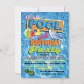 Pool Birthday Party-uitnodigingen met poolspeelgoe Kaart (Voorkant)