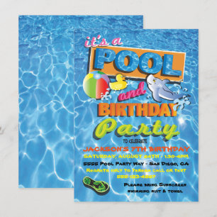 Pool Birthday Party-uitnodigingen met poolspeelgoe Kaart