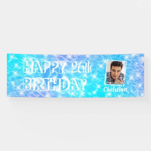 Pool Birthday Party Water Party Beach Party Foto Spandoek (Horizontaal)