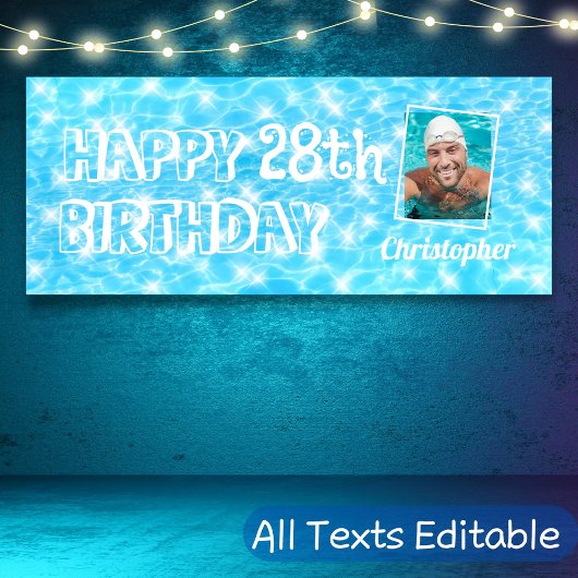 Pool Birthday party Water ripples custom foto Spandoek