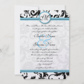 Pool Blue Damask Swirls Wedding Invitation 5 x 7 Kaart (Voorkant)