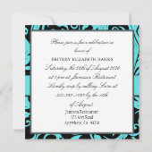 Pool Blue en Black 60th Birthday Party-uitnodiging Kaart (Achterkant)