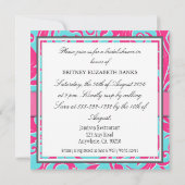 Pool Blue & Roze Bridal Shower-uitnodigingen Kaart (Achterkant)