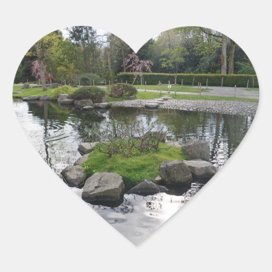 Pool & bomen Heart Sticker (Voorkant)