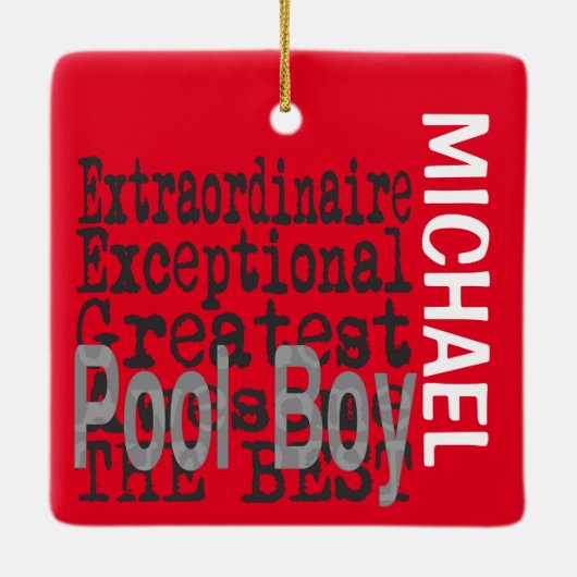 Pool Boy Extraordinaire CUSTOM Keramisch Ornament (Achterkant)