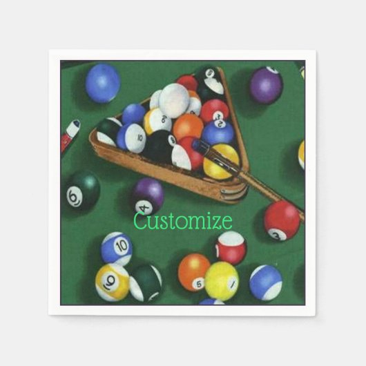 Pool Break Billiards Theme Napkins Servet (Voorkant)