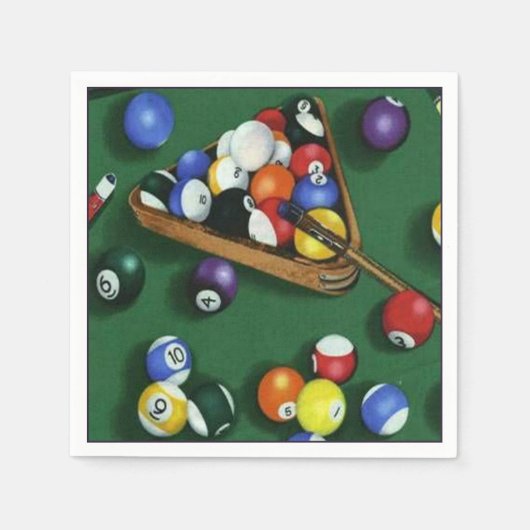 Pool Break Billiards Theme Napkins Servet (Voorkant)