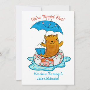 Pool Cat Birthday Invitation for Child