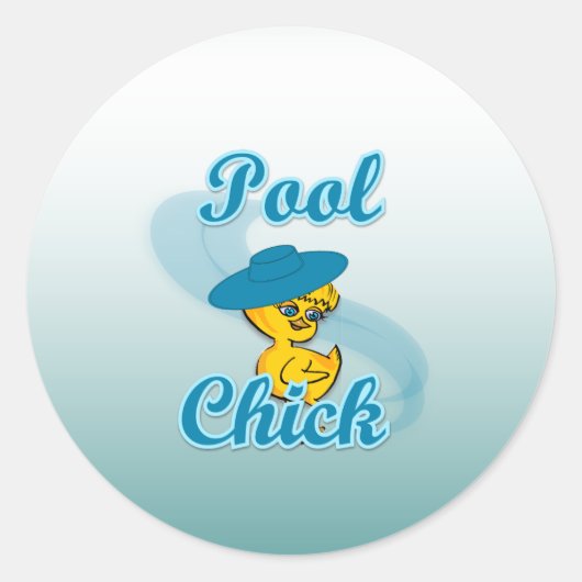 Pool Chick #3 Ronde Sticker (Voorkant)