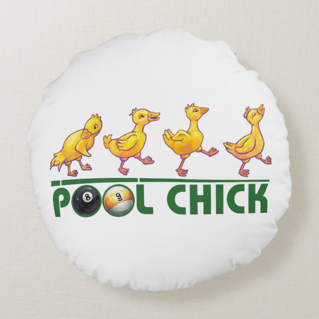 Pool Chick Rond Kussen (Achterkant)