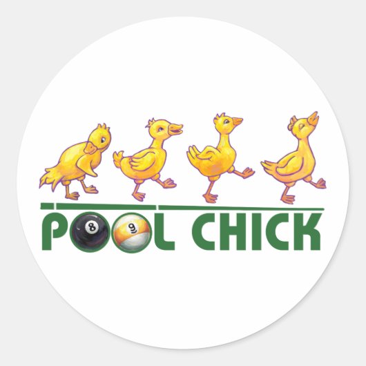 Pool Chick Ronde Sticker (Voorkant)