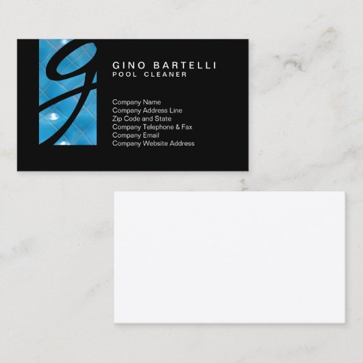 Pool Cleaner Clear Water Monogram Visitekaartje (Voorkant / Achterkant)