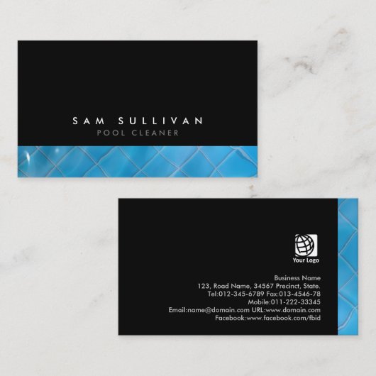 Pool Cleaner Handel Vaardigheid Duidelijk Blauw Wa Visitekaartje (Voorkant / Achterkant)