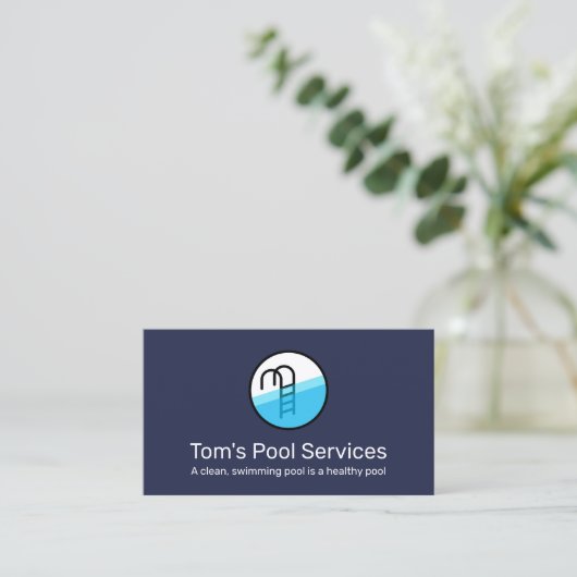 Pool Cleaning Service Logo Visitekaartje (Staand voorkant)