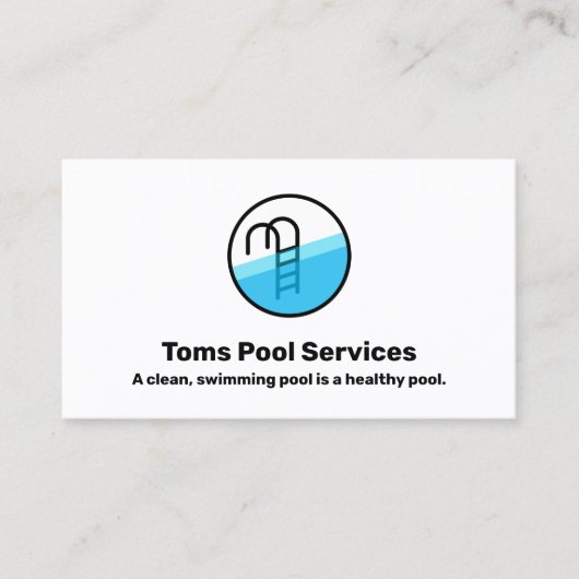 Pool Cleaning Service Logo Visitekaartje (Voorkant)