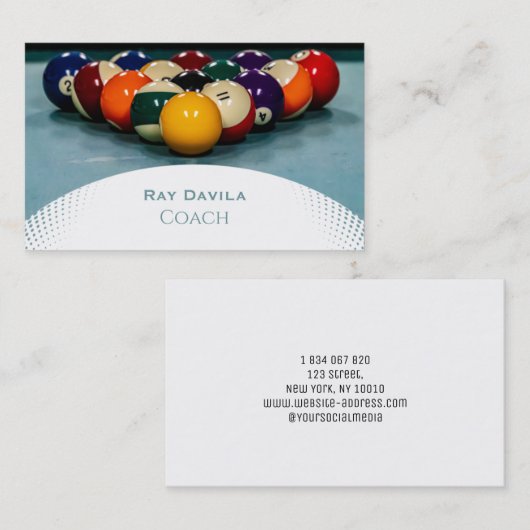 Pool Coach Billiard Visitekaartje (Voorkant / Achterkant)